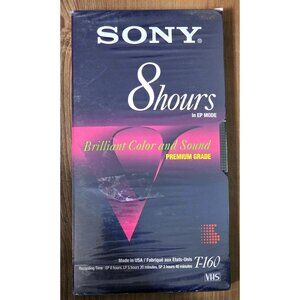 Sony T-160 Premium Grade 8-Hour VHS Tape Blank High Durability